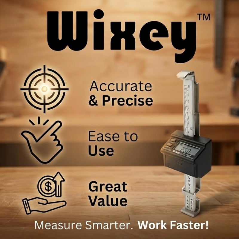 Wixey مقياس المنشار الرقمي - قراءة رقمية إلكترونية وأداة قياس السماكة - معايرة دقيقة وأبعاد رقمية - ملحق مثالي محمول للمنشار لتحسين الأعمال الخشبية - Image 2